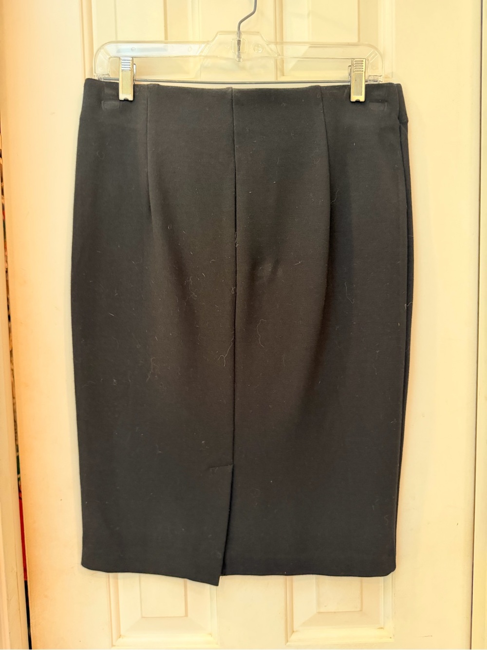 ECI New York Heavy Stretch Black Pencil Pull On Skirt, Smooth Flat Front, Sz M - Picture 8 of 14